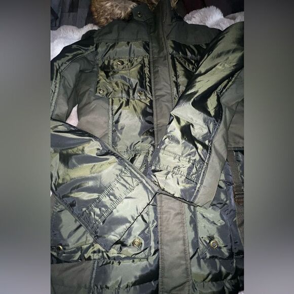 Miss Sixty Down & Faux Fur Trim Utility Winter Jacket Parka Coat Small - Picture 17 of 17